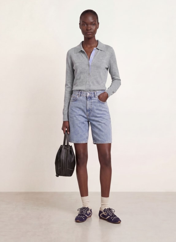 CLAUDIE PIERLOT Strickjacke GRAU / HELLBLAU / WEISS