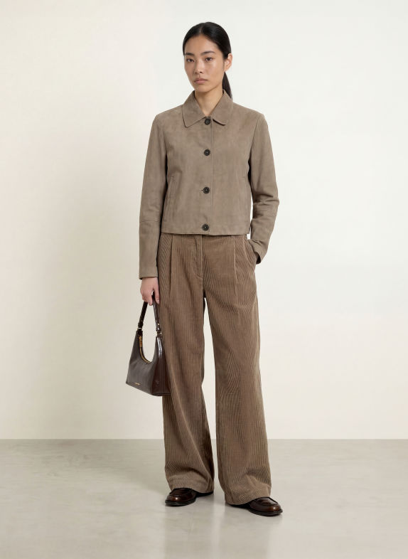 Marc O'Polo Leder-Overshirt TAUPE
