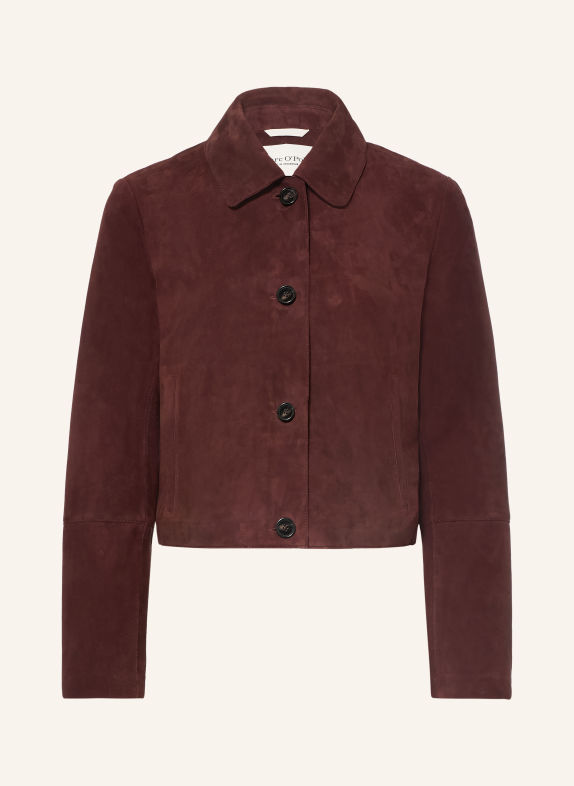 Marc O'Polo Leder-Overshirt DUNKELROT