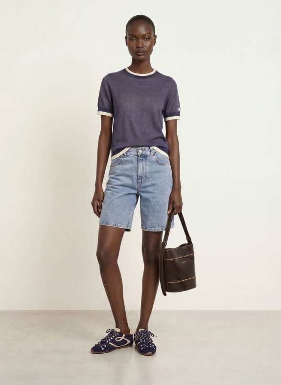CLAUDIE PIERLOT Strickshirt BLAU / WEISS