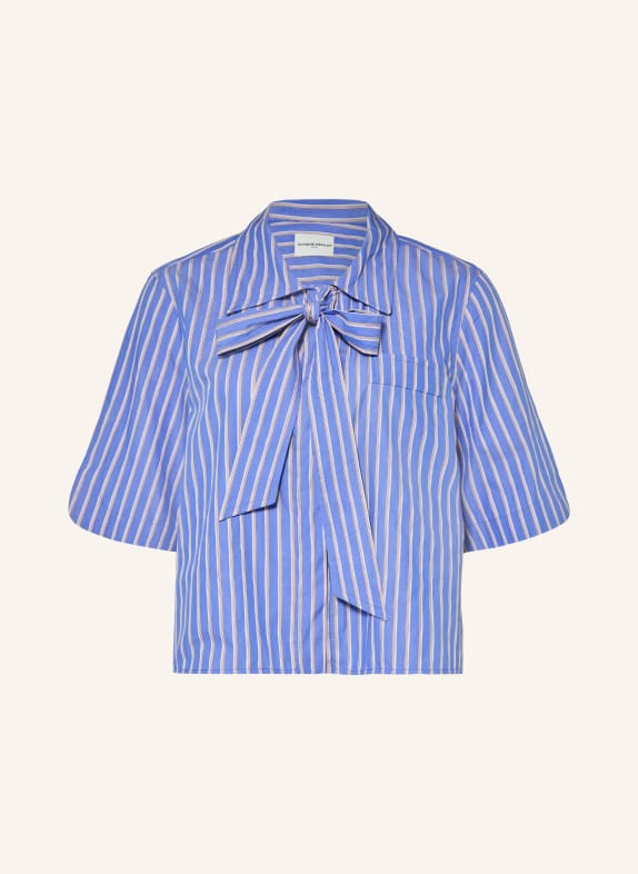 CLAUDIE PIERLOT Hemdbluse mit abnehmbarer Schluppe HELLBLAU / DUNKELBRAUN / WEISS