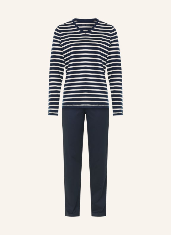 SCHIESSER Schlafanzug CASUAL ESSENTIALS DUNKELBLAU / WEISS