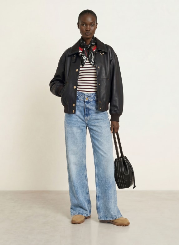CLAUDIE PIERLOT Lederjacke SCHWARZ