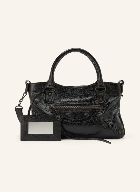 BALENCIAGA Torebka LE CITY FIRST z nitami CZARNY / PLATYNOWY / ZŁOTY