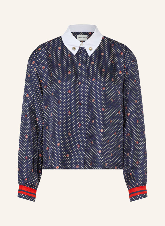 CLAUDIE PIERLOT Hemdbluse aus Seide DUNKELBLAU / ROT / WEISS