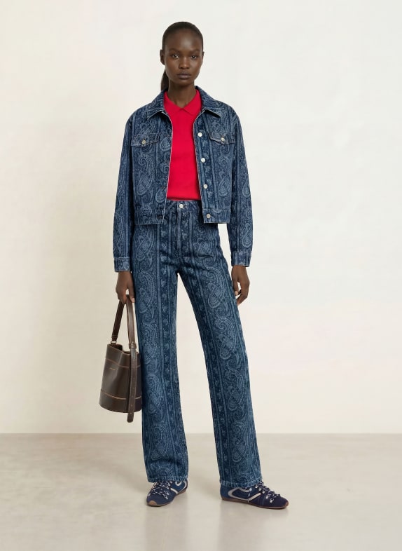 CLAUDIE PIERLOT Wide Leg Jeans D020 NAVY PRINT
