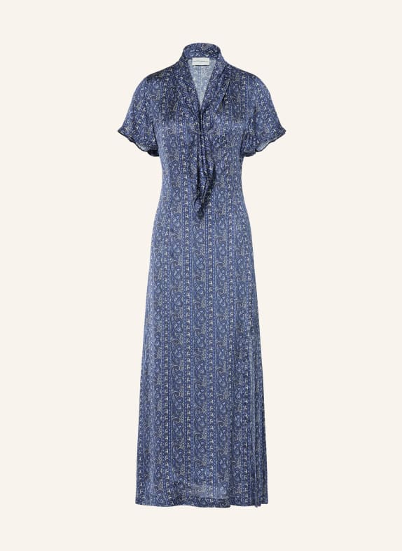 CLAUDIE PIERLOT Kleid mit Volants DUNKELBLAU / WEISS