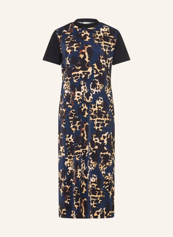 SPORTALM Geplisseerde jurk van verschillende materialen DONKERBLAUW / CAMEL / ZWART