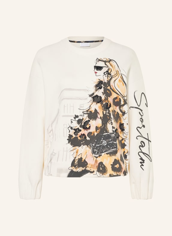 SPORTALM Sweatshirt met pailletten CRÈME / COGNAC / MARRON FONCÉ