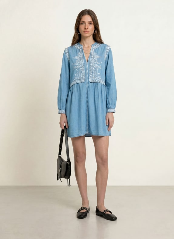 ba&sh Kleid LAENA in Jeansoptik HELLBLAU
