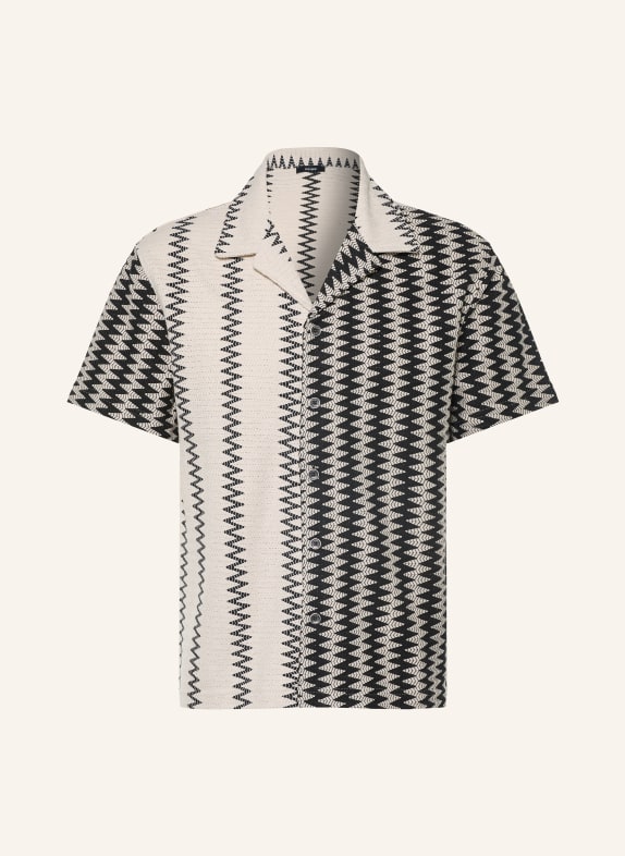 REISS DAIN Comfort Fit Resort Shirt WHITE / BLACK