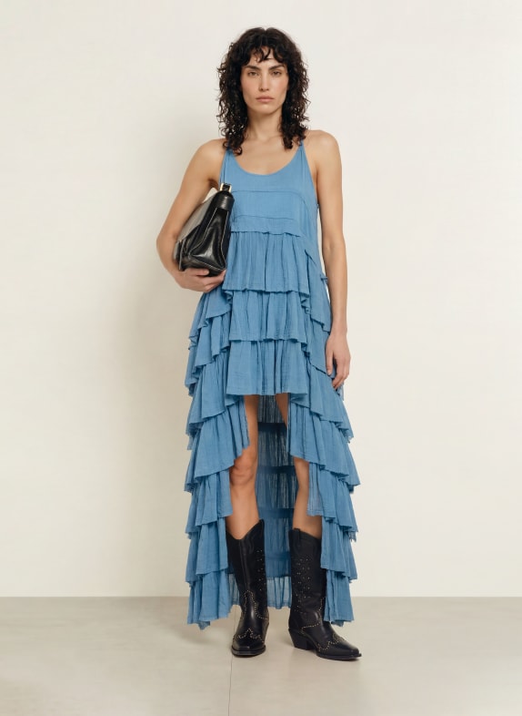 ALLSAINTS Kleid CAVARLY mit Rüschen BLAUGRAU