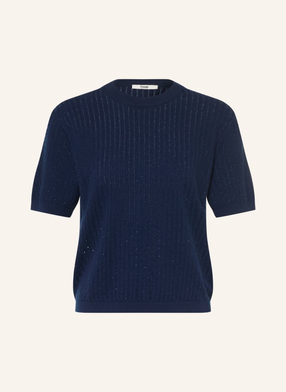 maje Strickshirt mit Schmucksteinen DUNKELBLAU