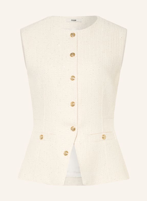 maje Blazerweste aus Tweed mit Pailletten ECRU / GOLD