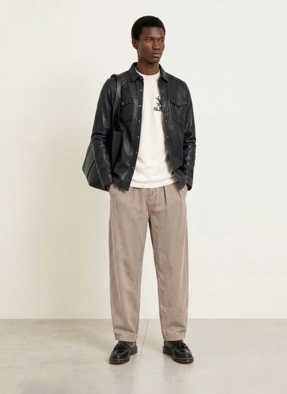 ALLSAINTS IRWIN leren Overjacket ZWART