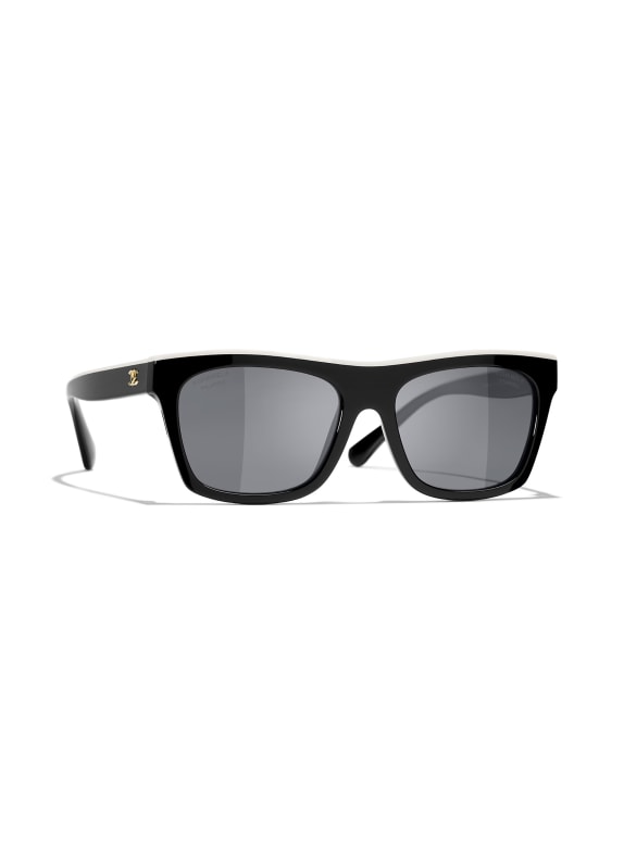 CHANEL Square Sunglasses BLACK/ DARK GREY POLAR
