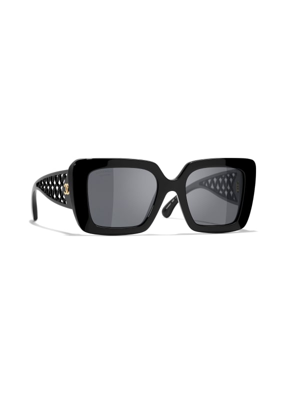 CHANEL Square Sunglasses BLACK/ DARK GREY POLAR