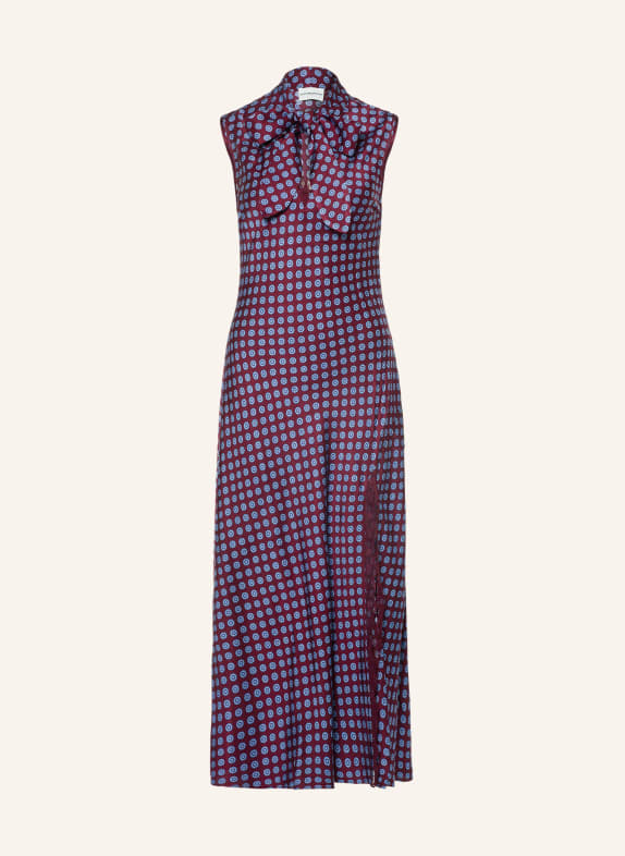 CLAUDIE PIERLOT Schluppenkleid aus Satin mit Spitze DUNKELROT / HELLBLAU / DUNKELBLAU