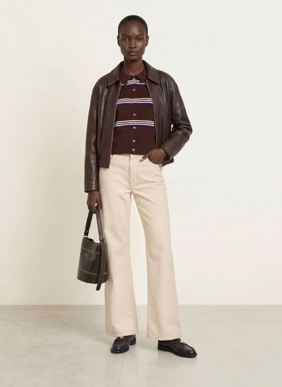 CLAUDIE PIERLOT Jeansy wide leg A041 LIGHT BEIGE DENIM