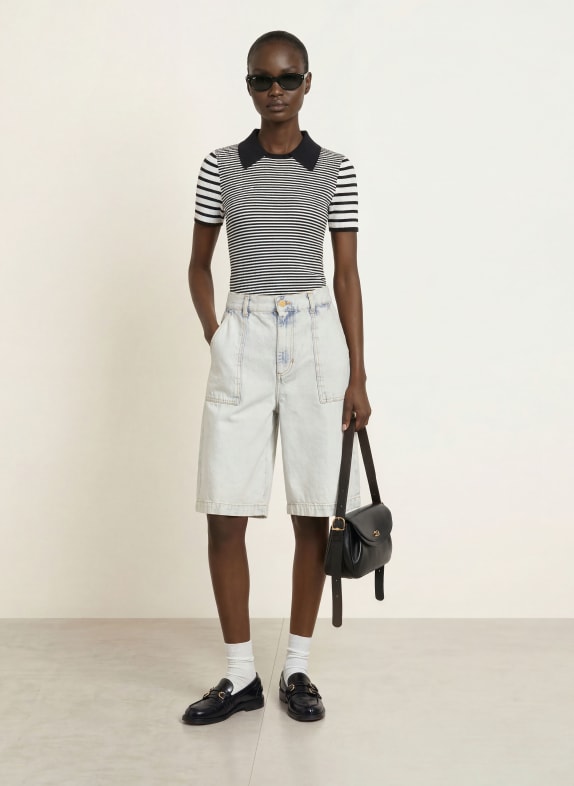 SANDRO Strickshirt SCHWARZ / ECRU