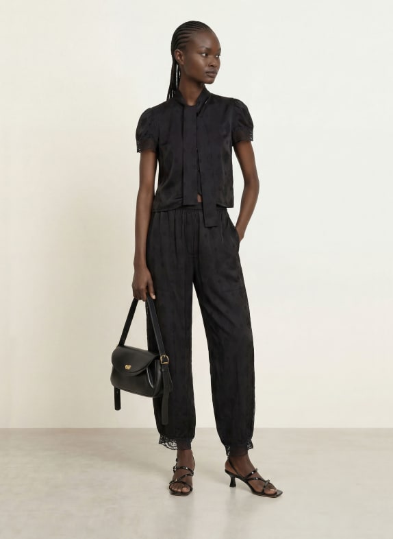 SANDRO Schluppenbluse aus Jacquard SCHWARZ