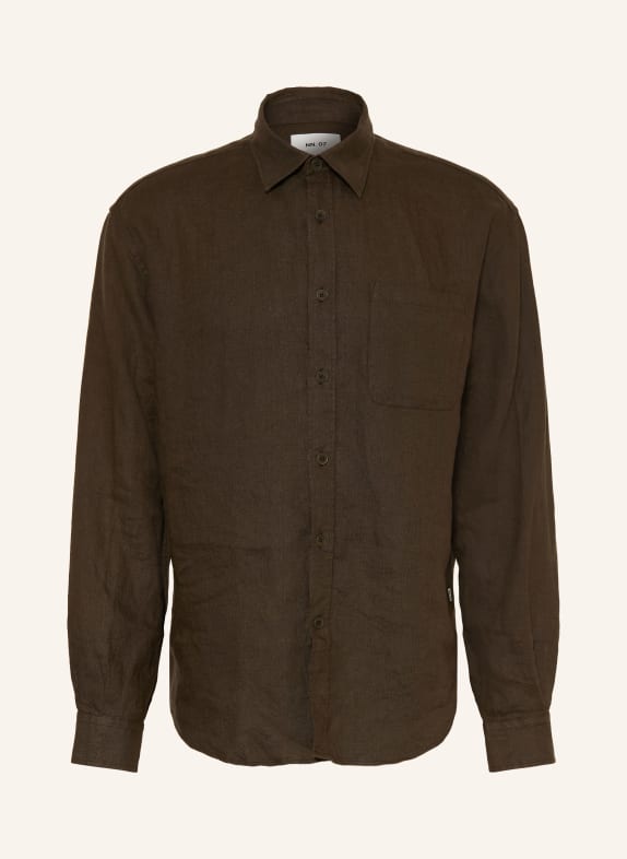 NN.07 Koszula lniana DINO Comfort Fit KHAKI