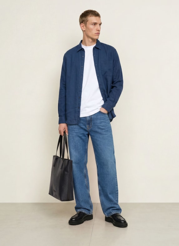 NN.07 Linnen overhemd DINO Comfort Fit DONKERBLAUW