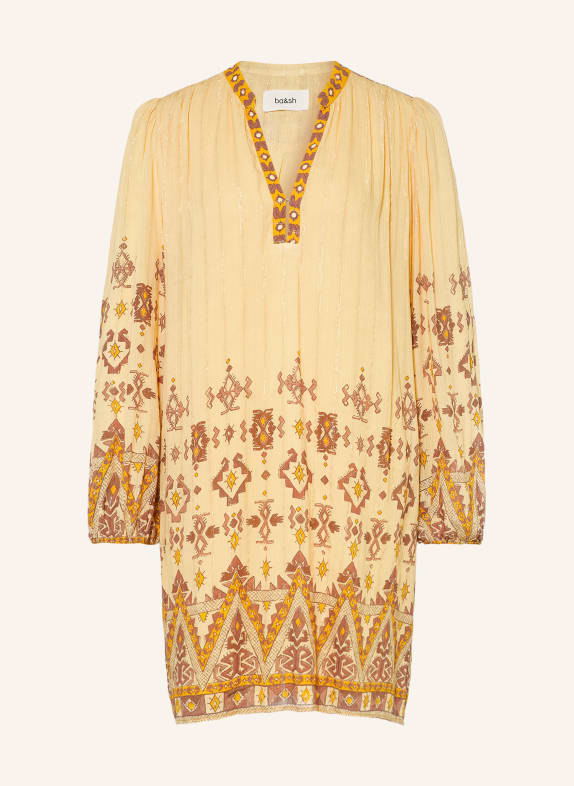 ba&sh Kleid ZOLA mit Glitzergarn HELLGELB / BRAUN / DUNKELGELB