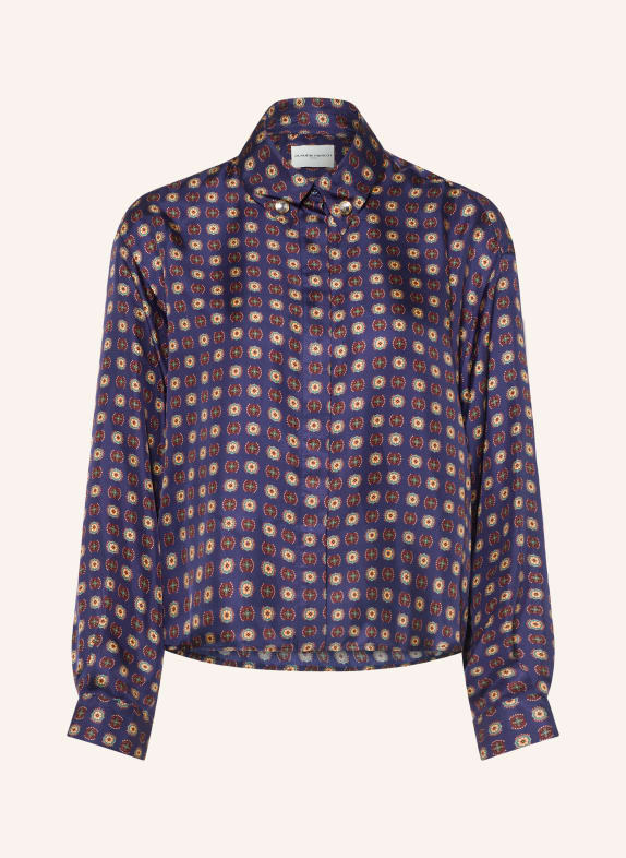 CLAUDIE PIERLOT Hemdbluse aus Seide DUNKELBLAU / DUNKELROT / PETROL