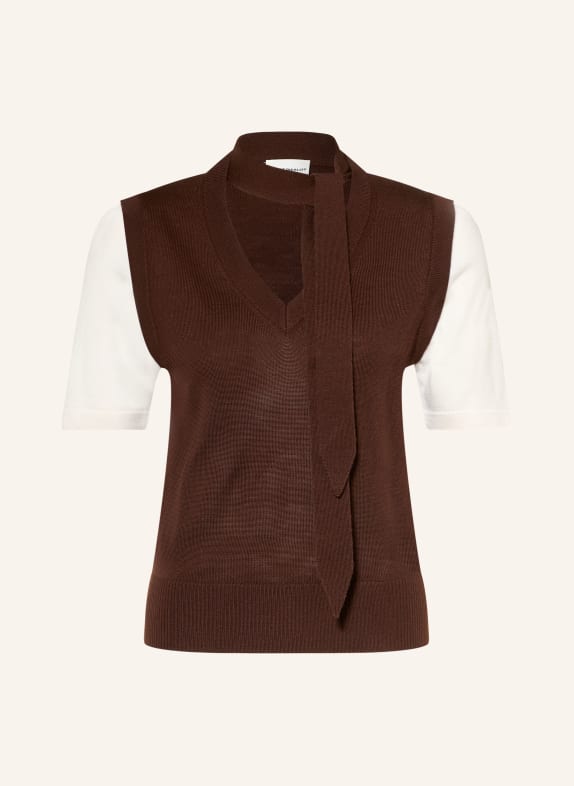 CLAUDIE PIERLOT Strickshirt DUNKELBRAUN / WEISS