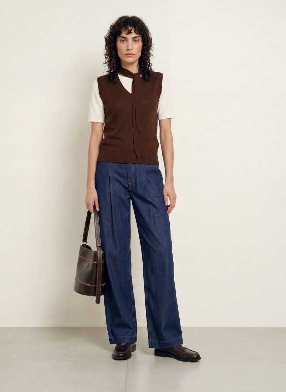 CLAUDIE PIERLOT Strickshirt DUNKELBRAUN / WEISS
