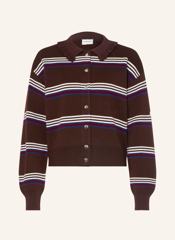 CLAUDIE PIERLOT Strickjacke DUNKELBRAUN / DUNKELBLAU / WEISS