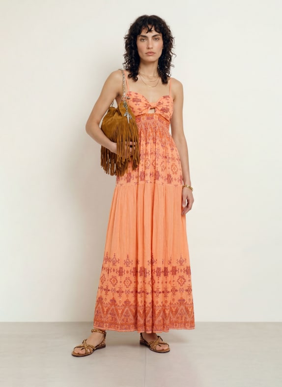 ba&sh Kleid ZEMA mit Glitzergarn und Cut-out ORANGE / DUNKELROT / DUNKELORANGE