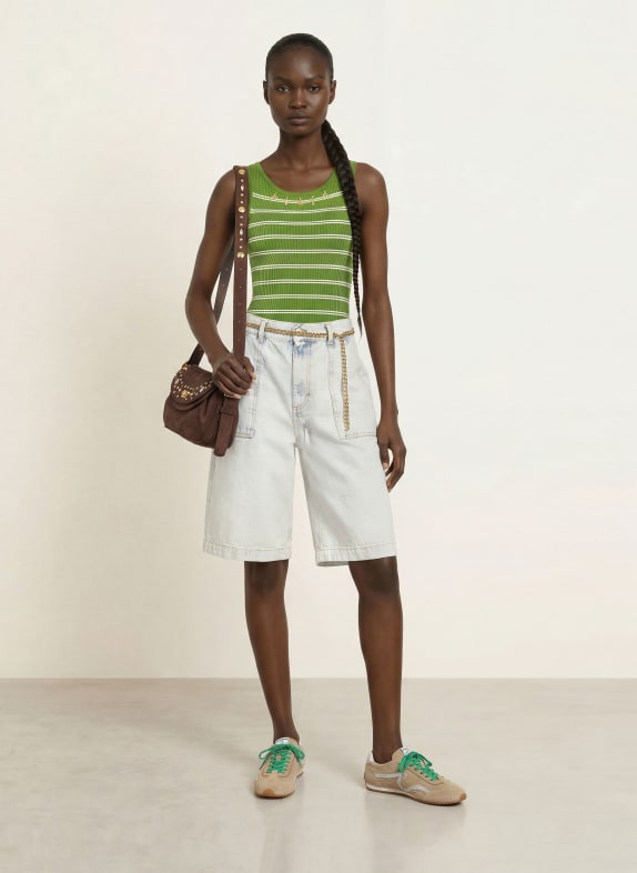SANDRO Stricktop GRÜN / CREME