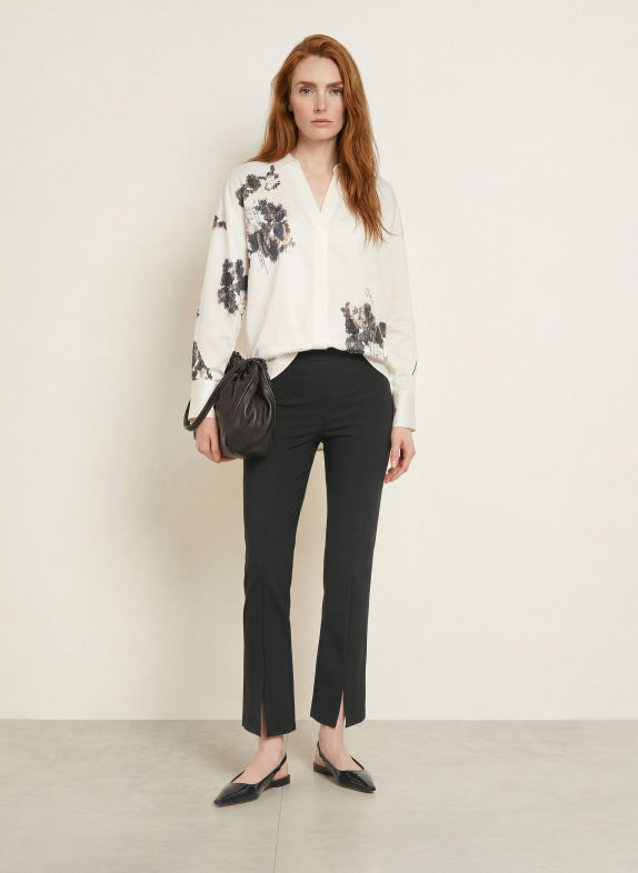SPORTALM Blouse with Rhinestones WHITE / BLACK