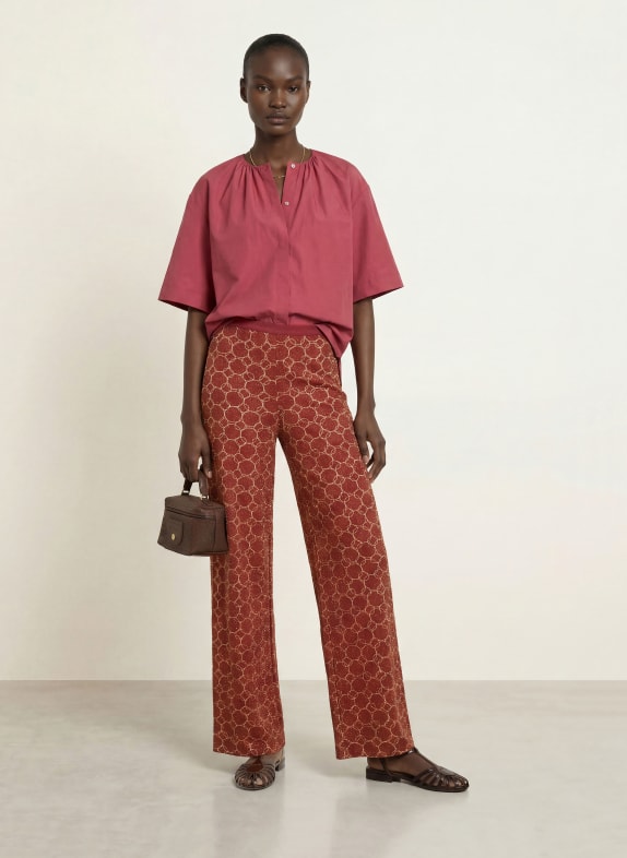 SIYU Jerseybroek met glitterstouw ROOD / GOUD