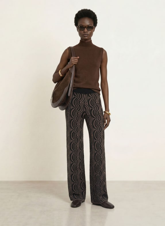 SIYU Gebreide broek TAUPE / ZWART