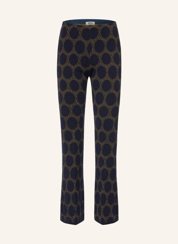 SIYU Gebreide broek DONKERBLAUW / DONKERGEEL