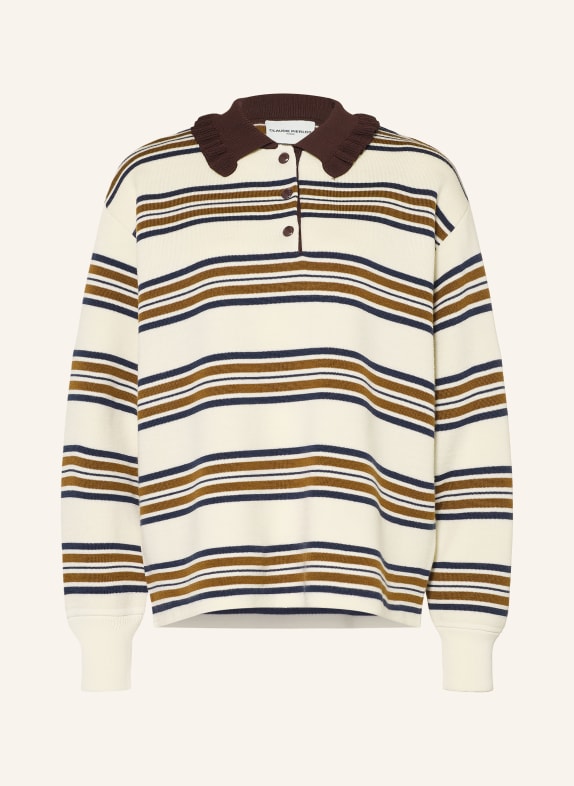 CLAUDIE PIERLOT Pullover mit Rüschen CREME / DUNKELBRAUN / DUNKELBLAU