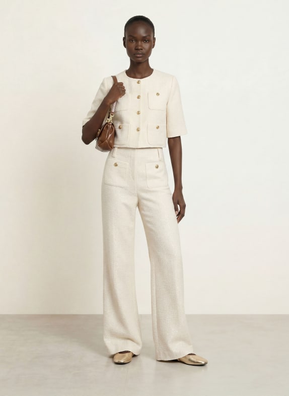 maje Marlenehose aus Tweed mit Pailletten ECRU