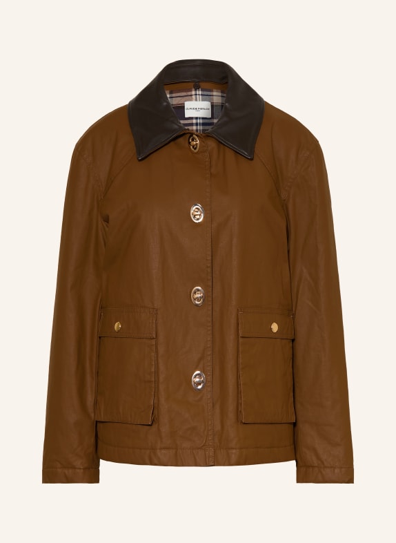 CLAUDIE PIERLOT Overjacket mit abnehmbarem Kragen BRAUN / DUNKELBRAUN