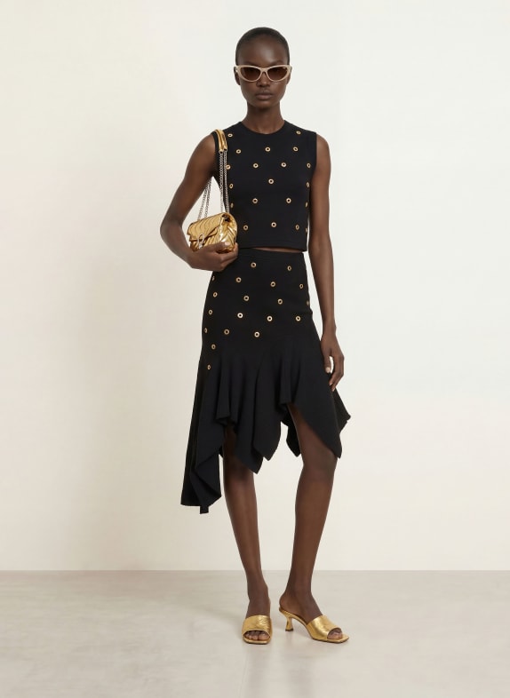 SANDRO Cropped-Top mit NIeten und Schmucksteinen SCHWARZ