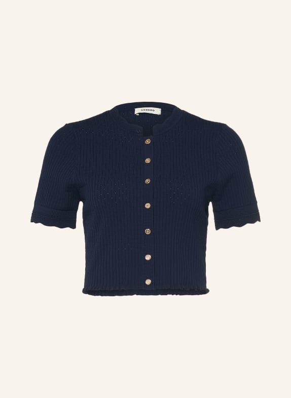 SANDRO Strickjacke mit Rüschen DUNKELBLAU