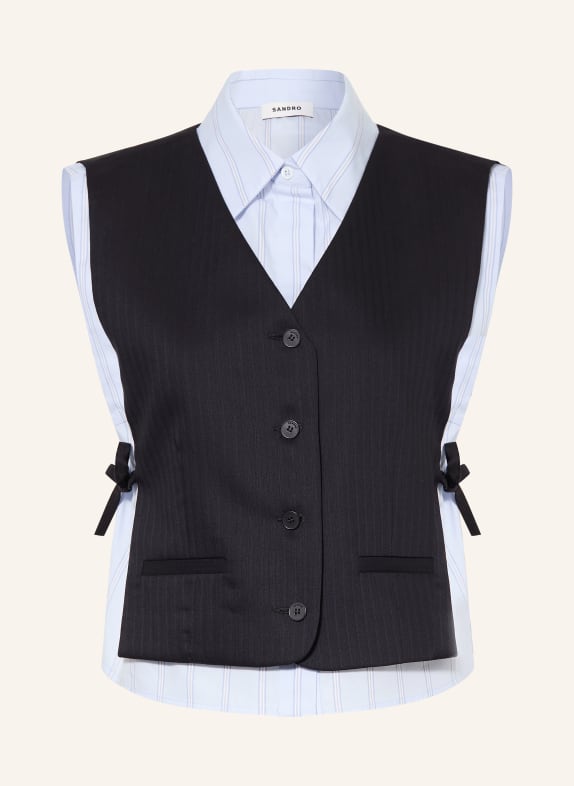 SANDRO Blusentop DUNKELBLAU / HELLBLAU / WEISS
