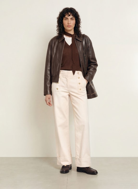 CLAUDIE PIERLOT Wide Leg Jeans A041 LIGHT BEIGE DENIM