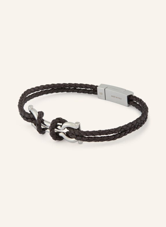 FERRAGAMO Náramek TMAVĚ HNĚDÁ / STŘÍBRNÁ