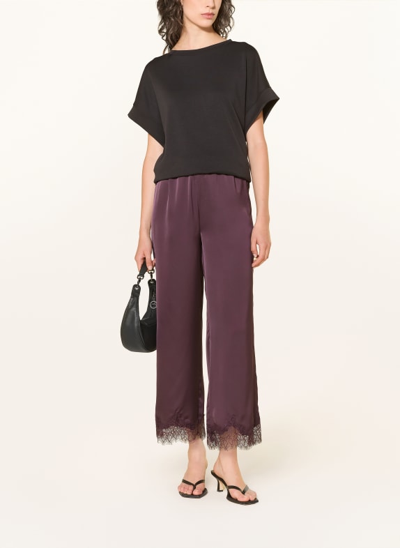 Rich & Royal Satijnen broek met kant DONKERROOD