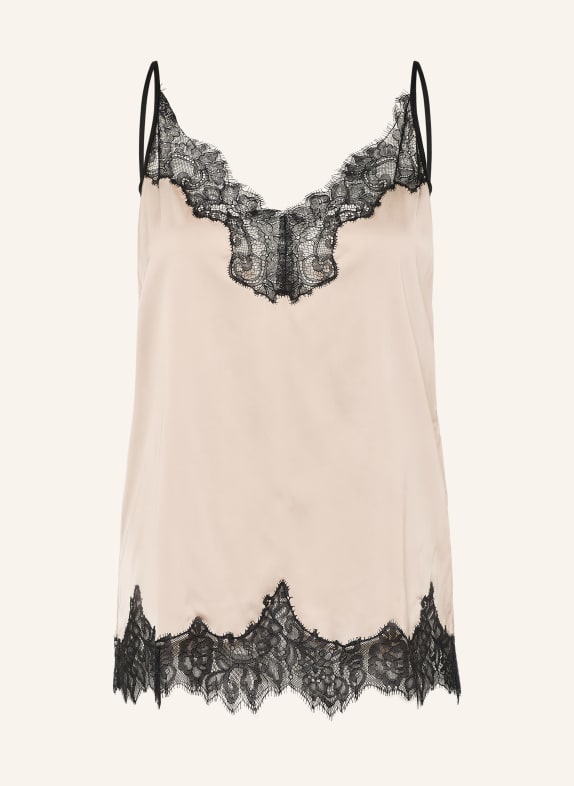 maje Satintop mit Spitze BEIGE / SCHWARZ