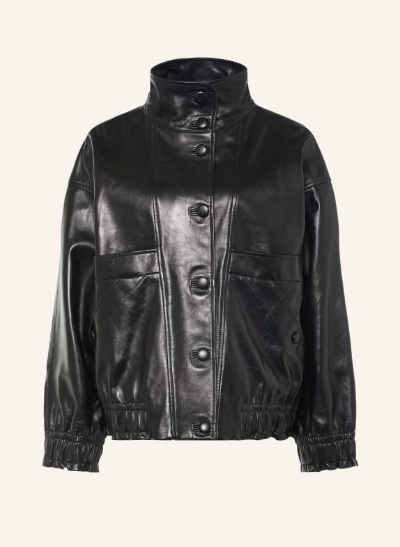 SANDRO Lederjacke SCHWARZ