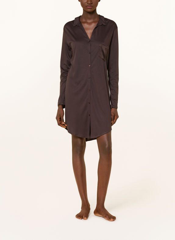 HANRO Chemise de nuit GRAND CENTRAL MARRON FONCÉ